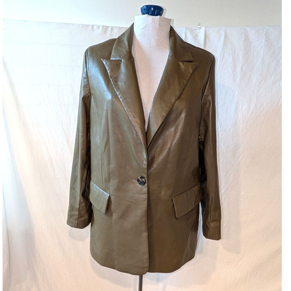 H&M Oversize Vegan Leather Blazer, size S